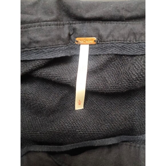 Free People Buttondown Sweatshirt Top Oversized Ruffle Black Cotton L NWD 282777 - Picture 10 of 11